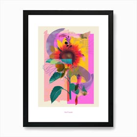 Sunflower 4 Neon Flower Collage Poster Art Print