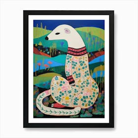 Maximalist Animal Painting Weasel Art Print