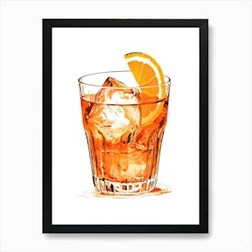 Watercolour Aperol Spritz Floral Infusion Cocktail 2 Art Print