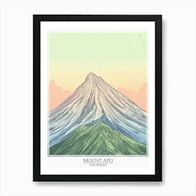 Mount Apo Philippines Color Line Drawing 6 Poster Art Print