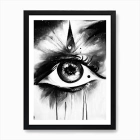 Celestial Eye, Symbol, Third Eye Black & White 2 Art Print