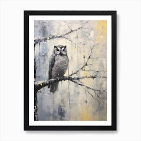 Vintage Winter Animal Painting Owl 3 Art Print