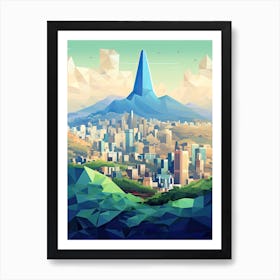 Seoul, South Korea, Geometric Illustration 4 Art Print