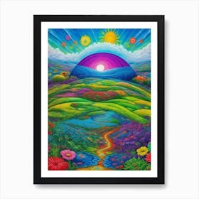 Psychedelic Colorful Landscape 1 Poster