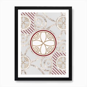 Geometric Abstract Glyph in Festive Gold Silver and Red n.0014 Art Print
