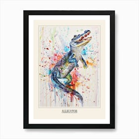 Alligator Colourful Watercolour 2 Poster Art Print