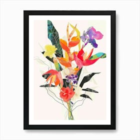 Heliconia 2 Collage Flower Bouquet Art Print