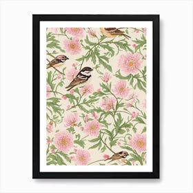 Sparrow William Morris Style Bird Art Print