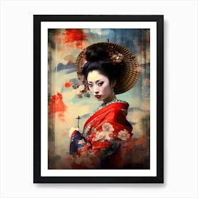 Geisha Realistic Drawing 2 Art Print
