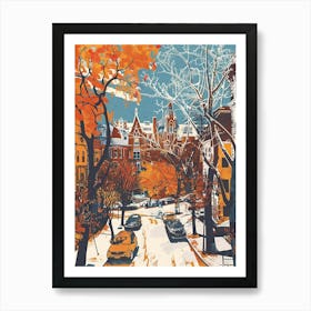 Fordham New York Colourful Silkscreen Illustration 3 Art Print