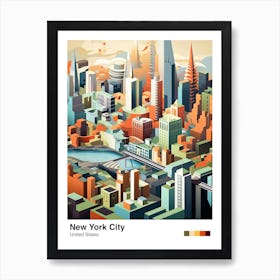New York City View   Geometric Vector Illustration 2 Poster Art Print
