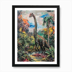 Dinosaur Tropical Brushstroke Painting Póster