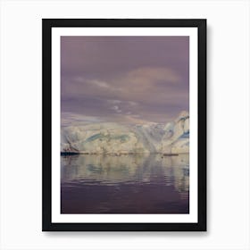 Icelandic Glacier Lake In Purple Sunset Art Print