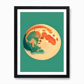 Full Moon Vintage Sketch Space Art Print