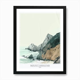 Mount Tamalpais Usa Color Line Drawing 1 Poster Art Print