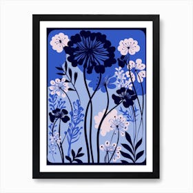 Blue Flower Illustration Queen Annes Lace 3 Art Print