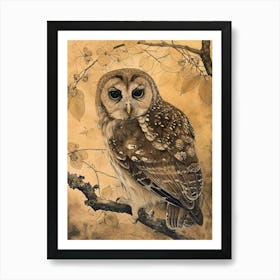 Oriental Bay Owl Japanese Painting 5 Art Print