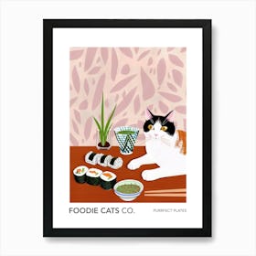 Foodie Cats Co Cat And Sushi 3 Art Print