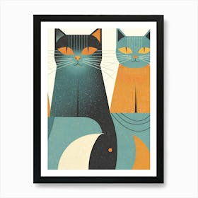 Mid Century Cats Art Print