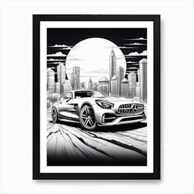 Mercedes Benz Amg Gt City Drawing 1 Art Print