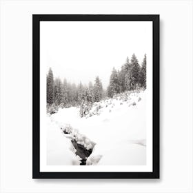 Black River White Winter Forest Art Print