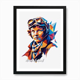 Amelia Earhart Portrait WPAP Pop Art Art Print