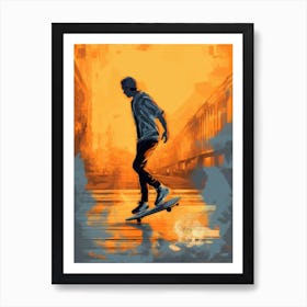 Skateboarding In Stockholm, Sweden Drawing 2 Art Print