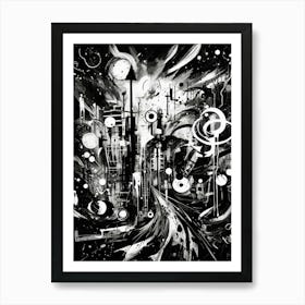 Rebellion Abstract Black And White 4 Art Print