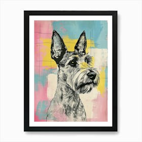 Pastel Fox Terrier Dog Line Illustration 2 Art Print