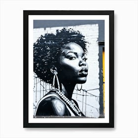 Graffiti Mural Of Beautiful Black Woman 150 Art Print