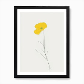 Buttercup Floral Minimal Line Drawing 2 Flower Art Print