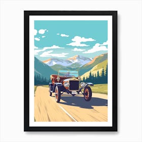 A Ford Model T Car In Icefields Parkway Flat Illustration 1 Art Print