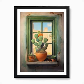 Bunny Ear Cactus On A Window  1 Art Print