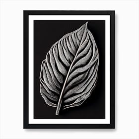 Cacao Leaf Linocut Art Print