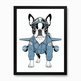 Boston Terrier Pilot-Reimagined 2 Art Print