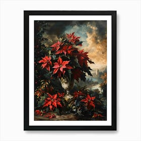 Baroque Floral Still Life Poinsettia 2 Art Print