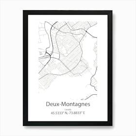 Deux Montagnes,Canada Minimalist Map Art Print