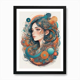 Girl With Blue Hair 1 Art Print