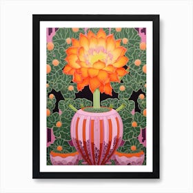 Mexican Style Cactus Illustration Lophophora Williamsii Cactus 1 Art Print