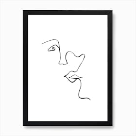 Minimal One Line Face Art Print