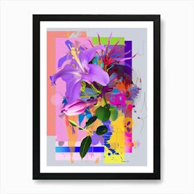 Lilac 2 Neon Flower Collage Art Print