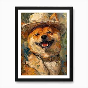 Oil Painting Smiling Shiba Inu 13 Art Print