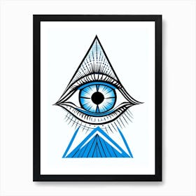 Third Eye Symbolism, Symbol, Third Eye Blue & White 3 Art Print