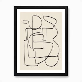 Warm Abstract Line Art Composition Art Print