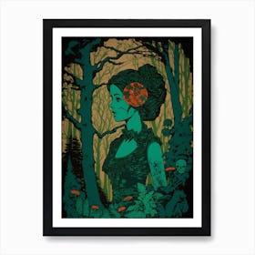 Woman In The Woods 8 Art Print