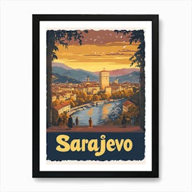 Aihrgdesign A Mid Century Modern Travel Poster For Sarajevo 1 Art Print