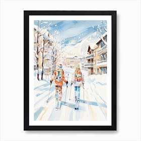 Telluride Ski Resort   Colorado Usa, Ski Resort Illustration 2 Art Print