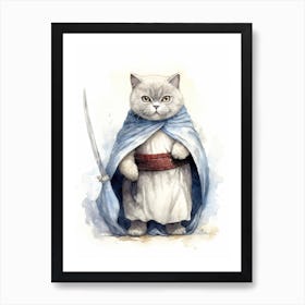 Birtish Shorthair Cat As A Jedi 2 Art Print