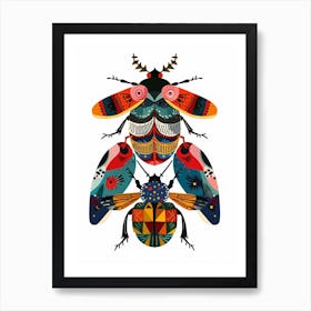 Colourful Insect Illustration Beetle 17 Art Print