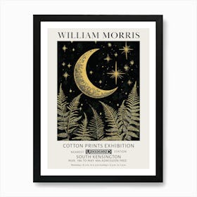 William Morris Moon Stars And Ferns Plants Vintage Exhibition Art Print